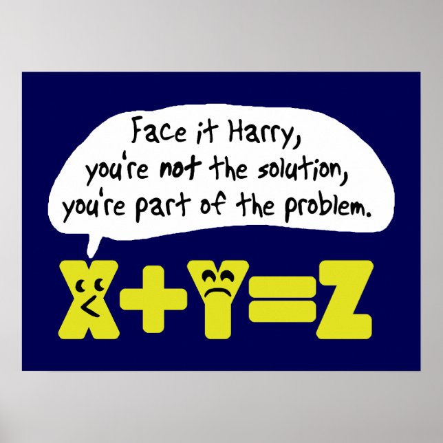 Funny Math Problem Blue Poster (Vorne)