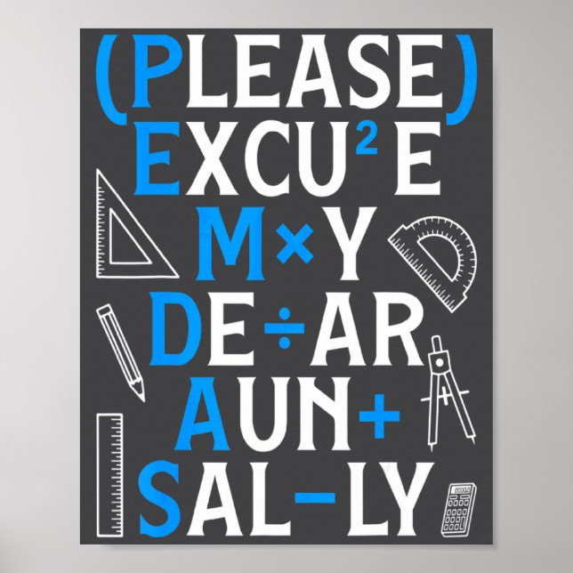 Funny Math Rules Pemdas Pun Teachers Math Day  Poster (Vorne)