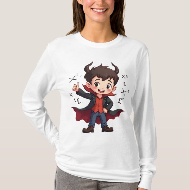 Funny Math Teacher Cartoon - Devilish Educator T-Shirt (Vorderseite)
