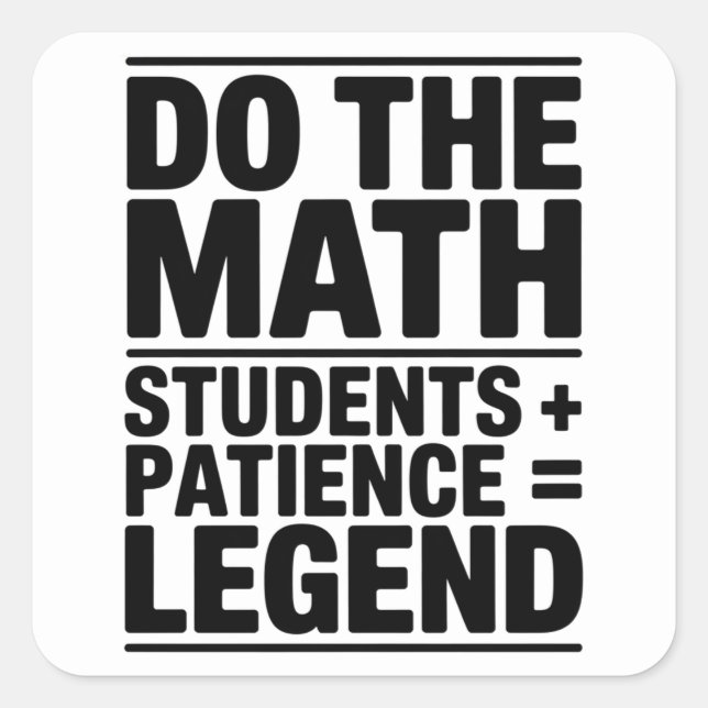 funny Math Teacher Humor Meme Pun Quadratischer Aufkleber (Vorderseite)