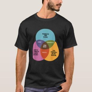Funny Math Venn Diagramm Jesus Zombie Dracula Fran T-Shirt
