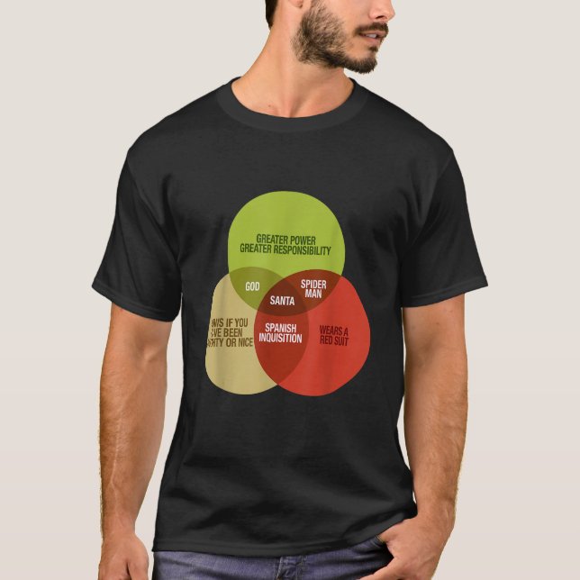 Funny Math Venn Diagramm Meme Santa Knows Naughty  T-Shirt (Vorderseite)