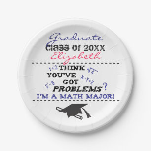 Funny Mathe Major Abschluss PINK Name Paper Plate Pappteller