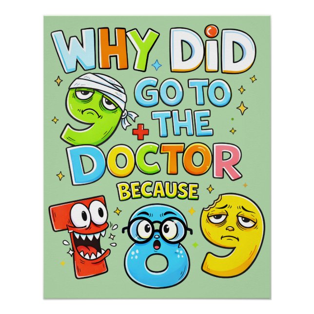 Funny Maths Joke Poster for Kids UK Classroom (Devant)