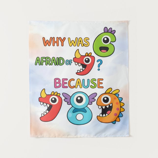 Funny Maths Numbers Joke Poster for Kids Wandteppich (Vorderseite)