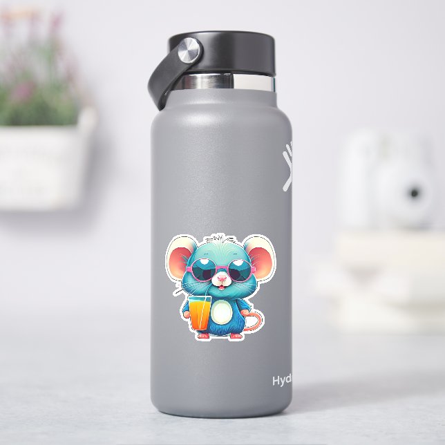 Funny Maus trinken Aufkleber (HydroFlask)