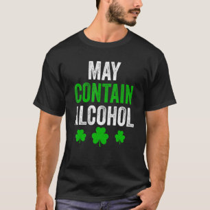Funny May enthält Alkohol trinken Kleeblatt St Pat T-Shirt