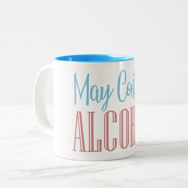 Funny May enthält Alkohol Zweifarbige Tasse (Vorderseite Links)