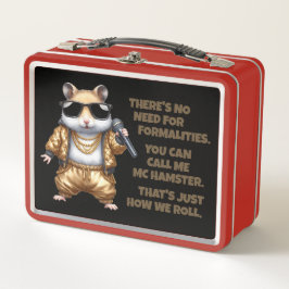 Funny MC Hamster Rapper mit Golden Baggy Pants Metall Brotdose