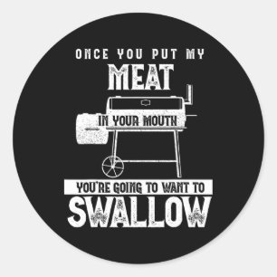 Funny Meat Smoke Grillen Party Grillen Rauchen Pig Runder Aufkleber