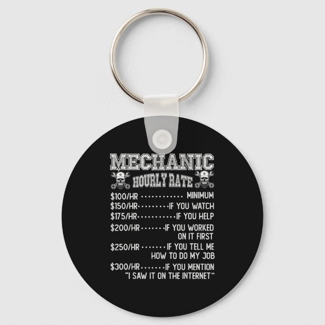 Funny Mechanic Hourly Rate Joke Design  Schlüsselanhänger (Vorderseite)