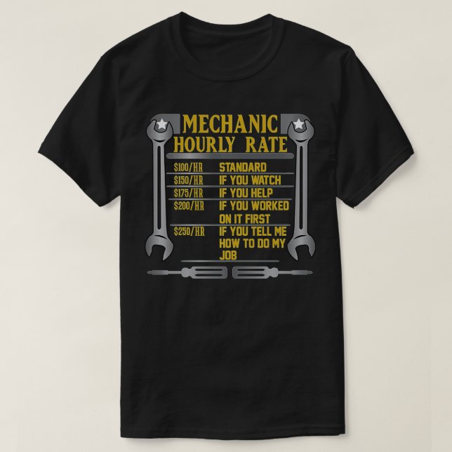 Funny Mechanic stündliche Spendenquote (13) T-Shirt (Design vorne)
