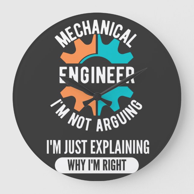 Funny Mechanical Engineer, Mechanical Engineering Große Wanduhr (Vorderseite)