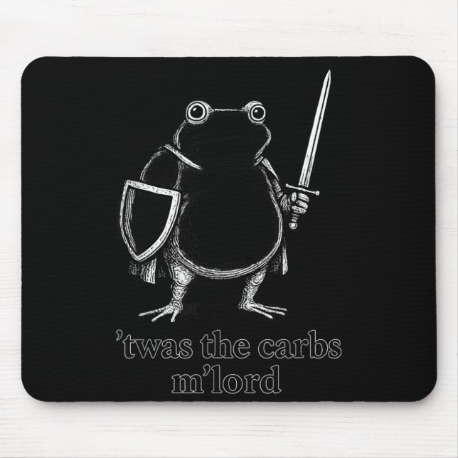 Funny Medieval Frog Meme Carbs Knight M'lord Quote Mousepad (Vorne)