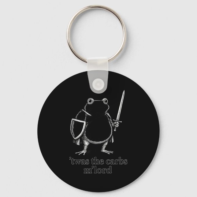 Funny Medieval Frog Meme Carbs Knight M'lord Quote Schlüsselanhänger (Vorderseite)