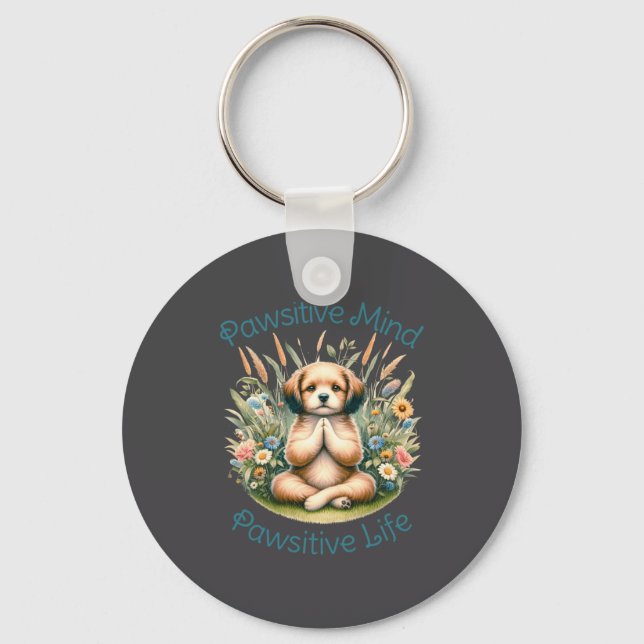 Funny Meditation Dog Insrational Sitive Quote  Schlüsselanhänger (Vorderseite)