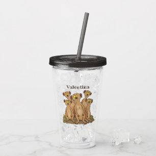 Funny meerkat Cartoon Illustration Acryltrinkbecher