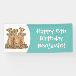Funny meerkat Cartoon Illustration Banner