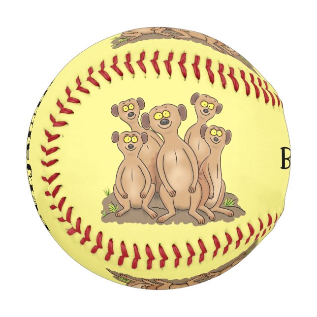 Funny meerkat Cartoon Illustration Baseball (Vorderseite Links)