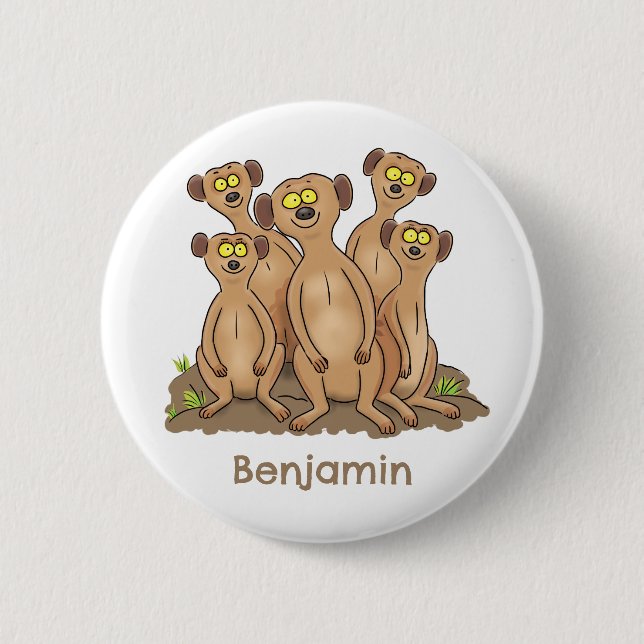 Funny meerkat Cartoon Illustration Button (Vorderseite)