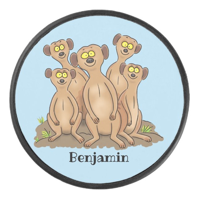 Funny meerkat Cartoon Illustration Eishockey Puck (Vorderseite)