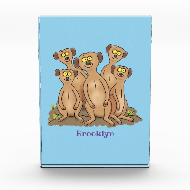 Funny meerkat Cartoon Illustration Fotoblock (Vorderseite)