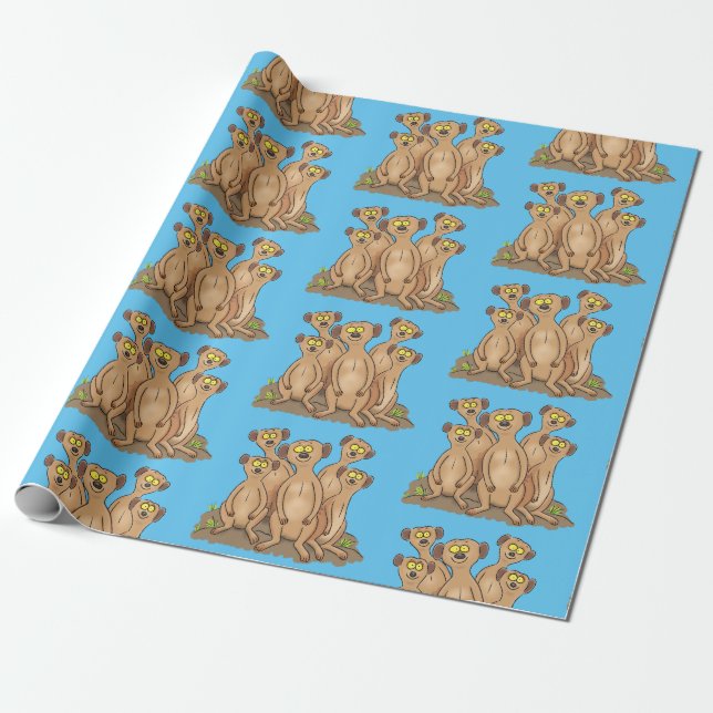 Funny meerkat Cartoon Illustration Geschenkpapier (Ungerollt)