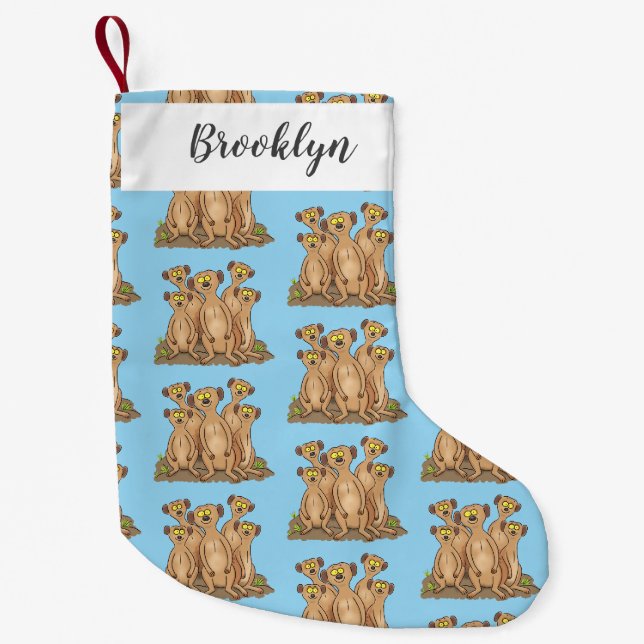 Funny meerkat Cartoon Illustration Kleiner Weihnachtsstrumpf (Vorderseite)
