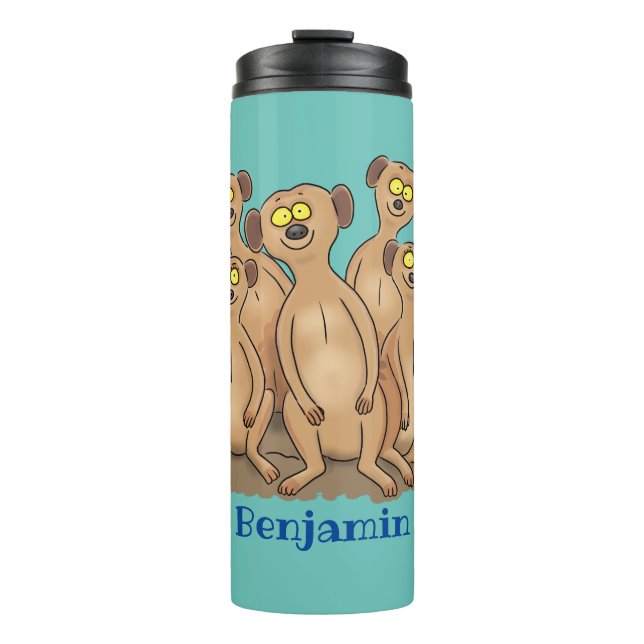 Funny meerkat Cartoon Illustration Thermosbecher (Vorderseite)