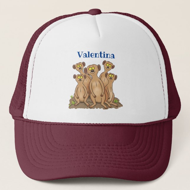 Funny meerkat Cartoon Illustration Truckerkappe (Vorderseite)