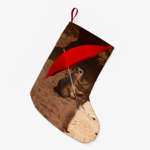 Funny Meerkat sitzend unter einer Umbrealla, Kleiner Weihnachtsstrumpf