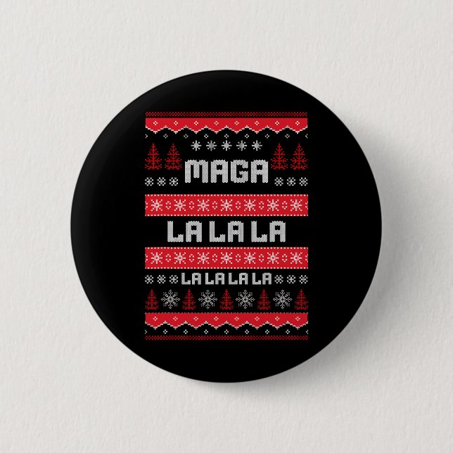 Funny Mega-la-la-Donald Trump Weihnachtssüßer Button (Vorderseite)