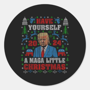 Funny Mega Little Christmas Trump 2024 Ugly Sweate Runder Aufkleber