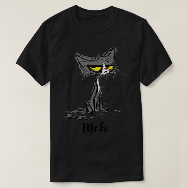 Funny Meh Cat für Cat Lovers T-Shirt (Design vorne)