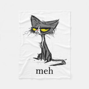 Funny Meh Cat Geschenk für Katzen Liebhaber Fleecedecke
