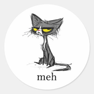 Funny Meh Cat Geschenk für Katzen Liebhaber Runder Aufkleber