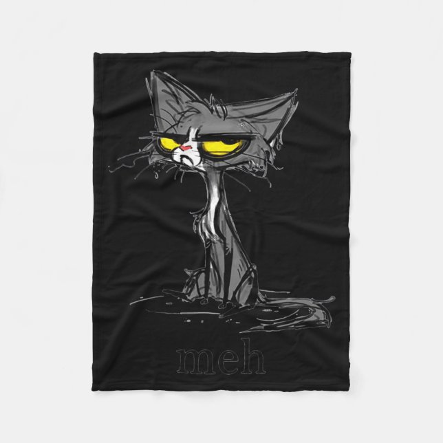 Funny Meh Cat Gift For Cat Lovers  Fleecedecke (Vorderseite)