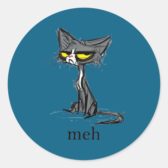 Funny Meh Cat Gift For Cat Lovers  Runder Aufkleber (Vorderseite)