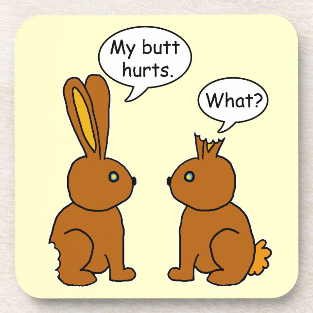 Funny mein Hintern Hurts Bunnies Untersetzer (Vorderseite)