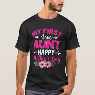 Funny meine erste Liebe Tante Niedliche Blume Mutt T-Shirt