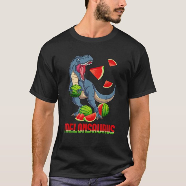 Funny Melonsaurus Watermelon Dinosaur Summer Tropi T-Shirt (Vorderseite)