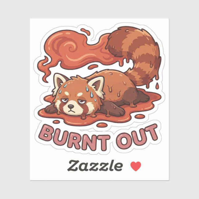 Funny Melting Red Panda Burnt Out Sticker | Cute  (Feuille)