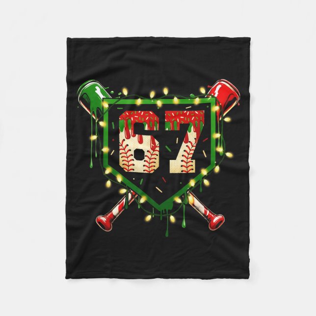 Funny Meme 67 Christmas Baseball Ice Cream Men Boy Fleecedecke (Vorderseite)