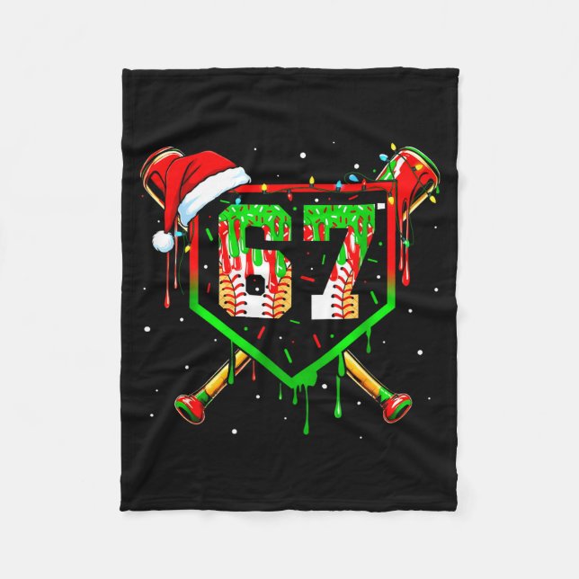 Funny Meme 67 Christmas Baseball Ice Cream Men Boy Fleecedecke (Vorderseite)