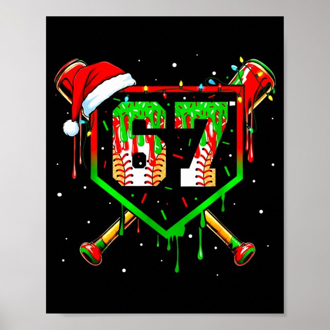 Funny Meme 67 Christmas Baseball Ice Cream Men Boy Poster (Vorne)