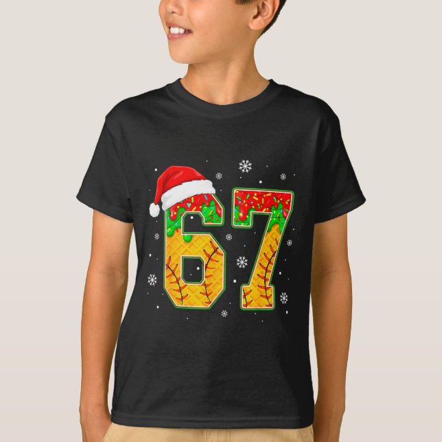 Funny Meme 67 Christmas Baseball Ice Cream Men Boy T-Shirt (Vorderseite)