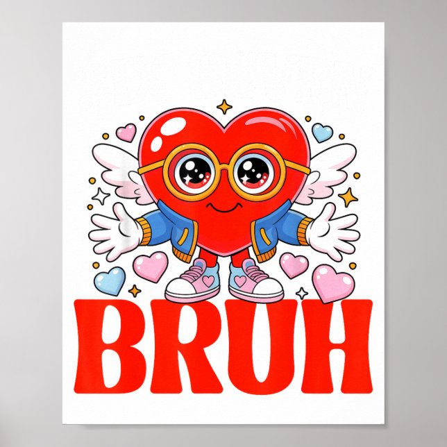 Funny Meme 67 Six Seven Bruh Valentine Heart Women Poster (Vorne)