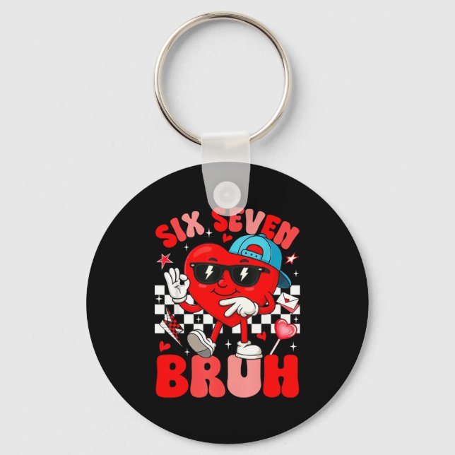 Funny Meme 6 7 Six Seven Bruh Valentine Heart Men  Schlüsselanhänger (Vorderseite)