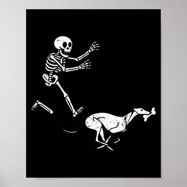 Funny Meme Greyhound Running Skeleton Halloween  Poster (Vorne)
