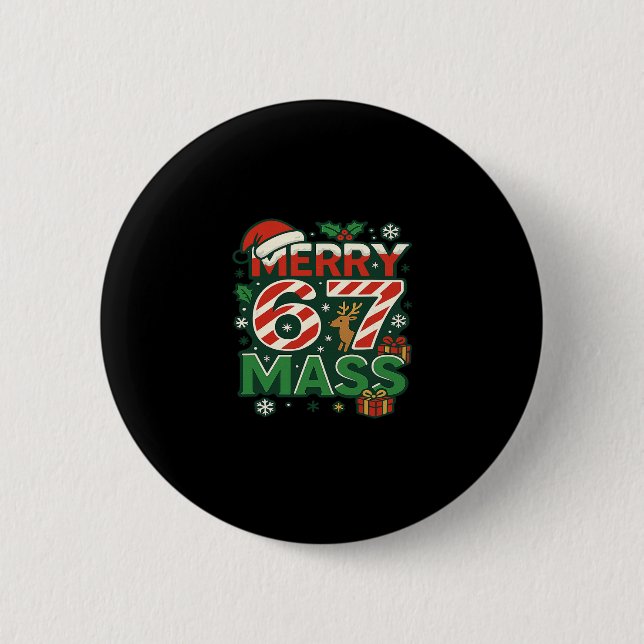 Funny Meme Merry 67 M Candy Cane Christmas Numbers Button (Vorderseite)